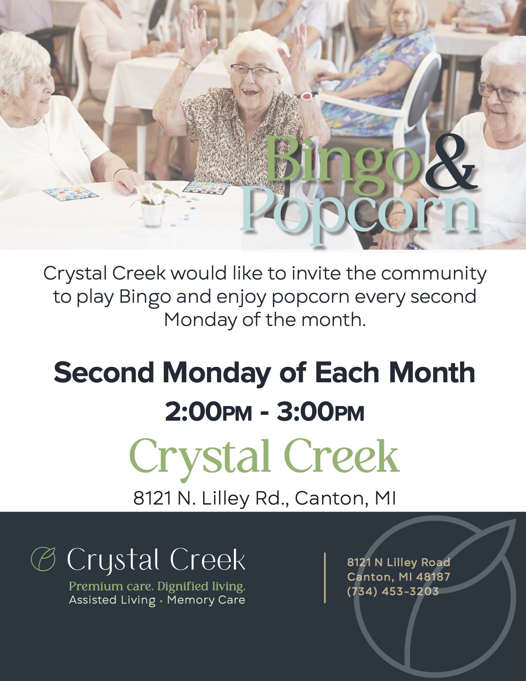 Join us for Bingo and Popcorn every second Monday of each month!